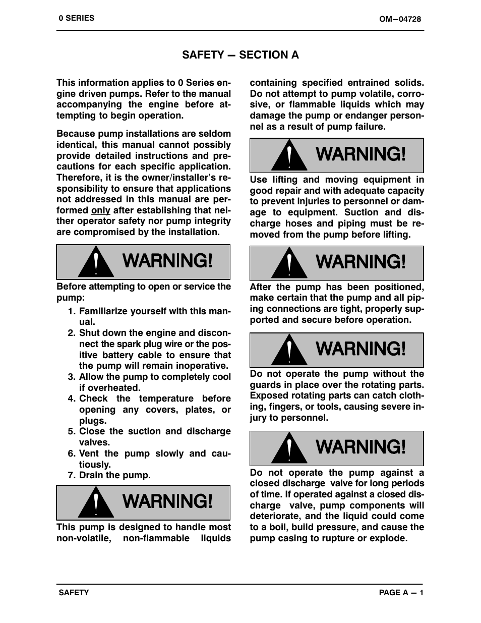 Safety - section a | Gorman-Rupp Pumps 03H1-GX390 1178614 and up User Manual | Page 6 / 29