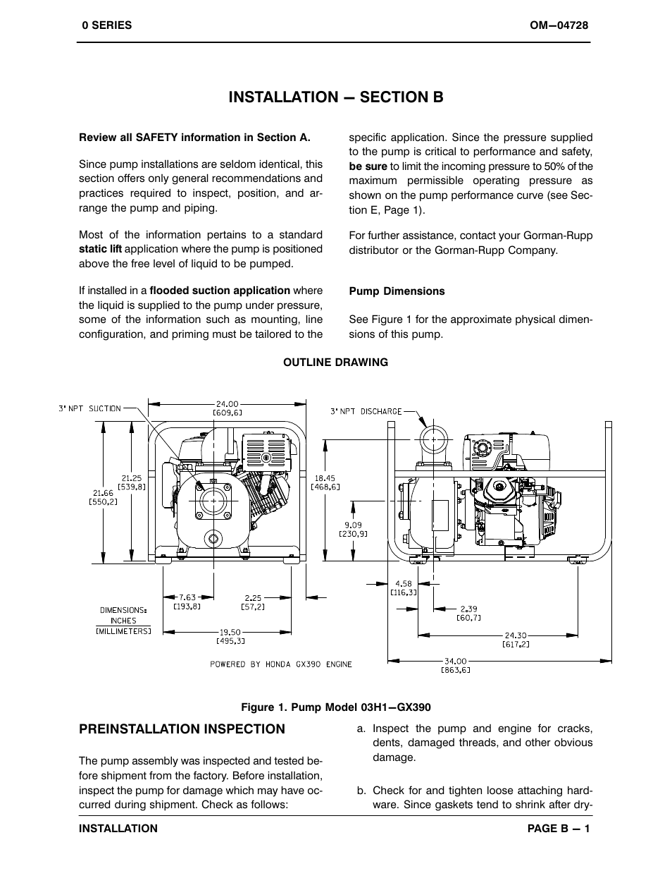 Installation - section b | Gorman-Rupp Pumps 03H1-GX390 1178614 and up User Manual | Page 8 / 29