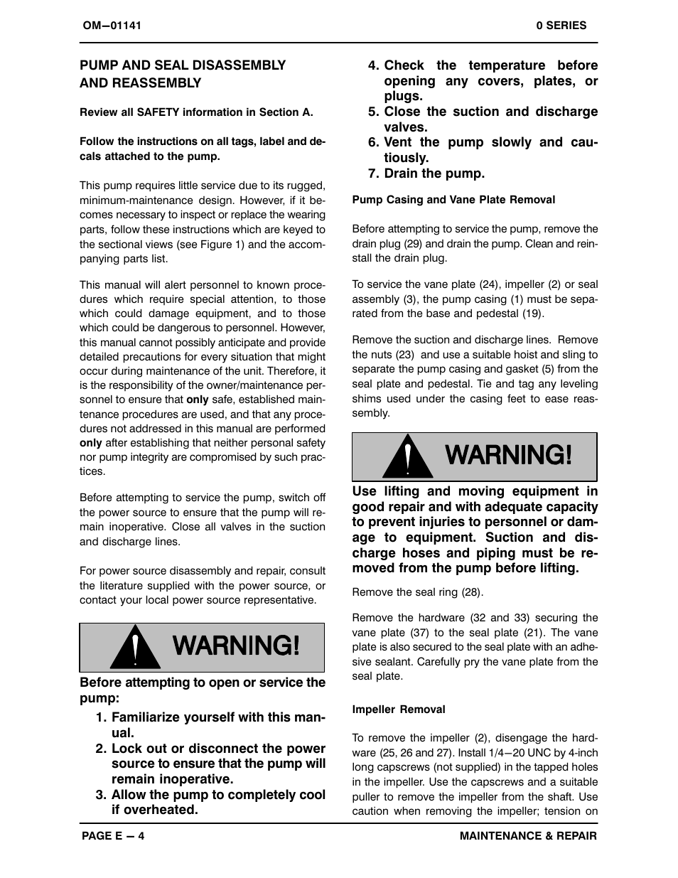 Pump and seal disassembly and reassembly | Gorman-Rupp Pumps 03C51-B 1341129 and up User Manual | Page 23 / 29