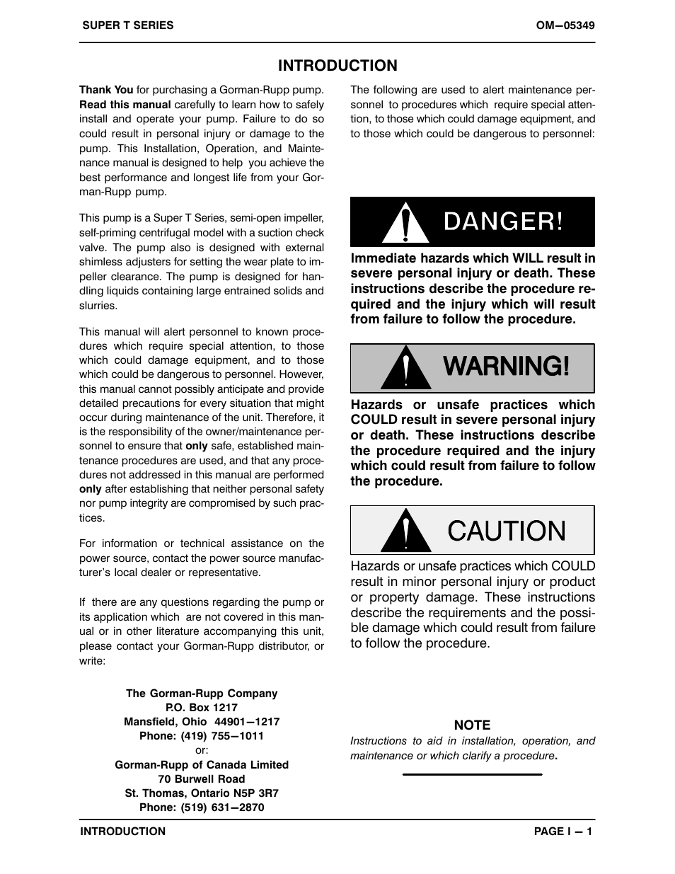 Introduction | Gorman-Rupp Pumps T3A71S-B /F,/FM User Manual | Page 5 / 39