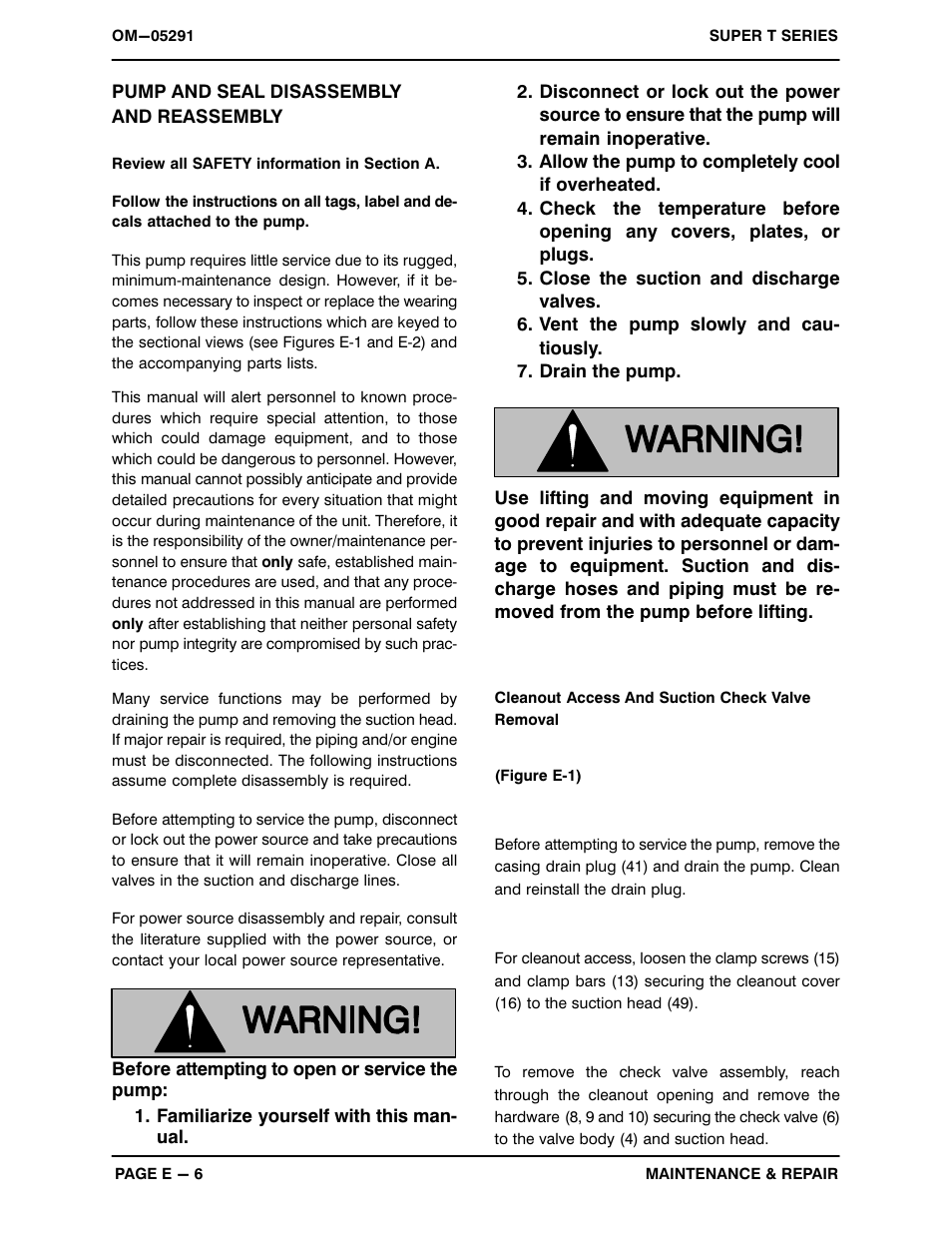 Pump and seal disassembly and reassembly | Gorman-Rupp Pumps T10A60S-B /FM,/WW User Manual | Page 27 / 38