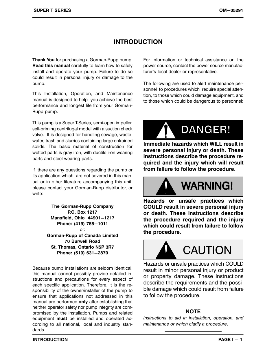 Introduction | Gorman-Rupp Pumps T10A60S-B /FM,/WW User Manual | Page 5 / 38