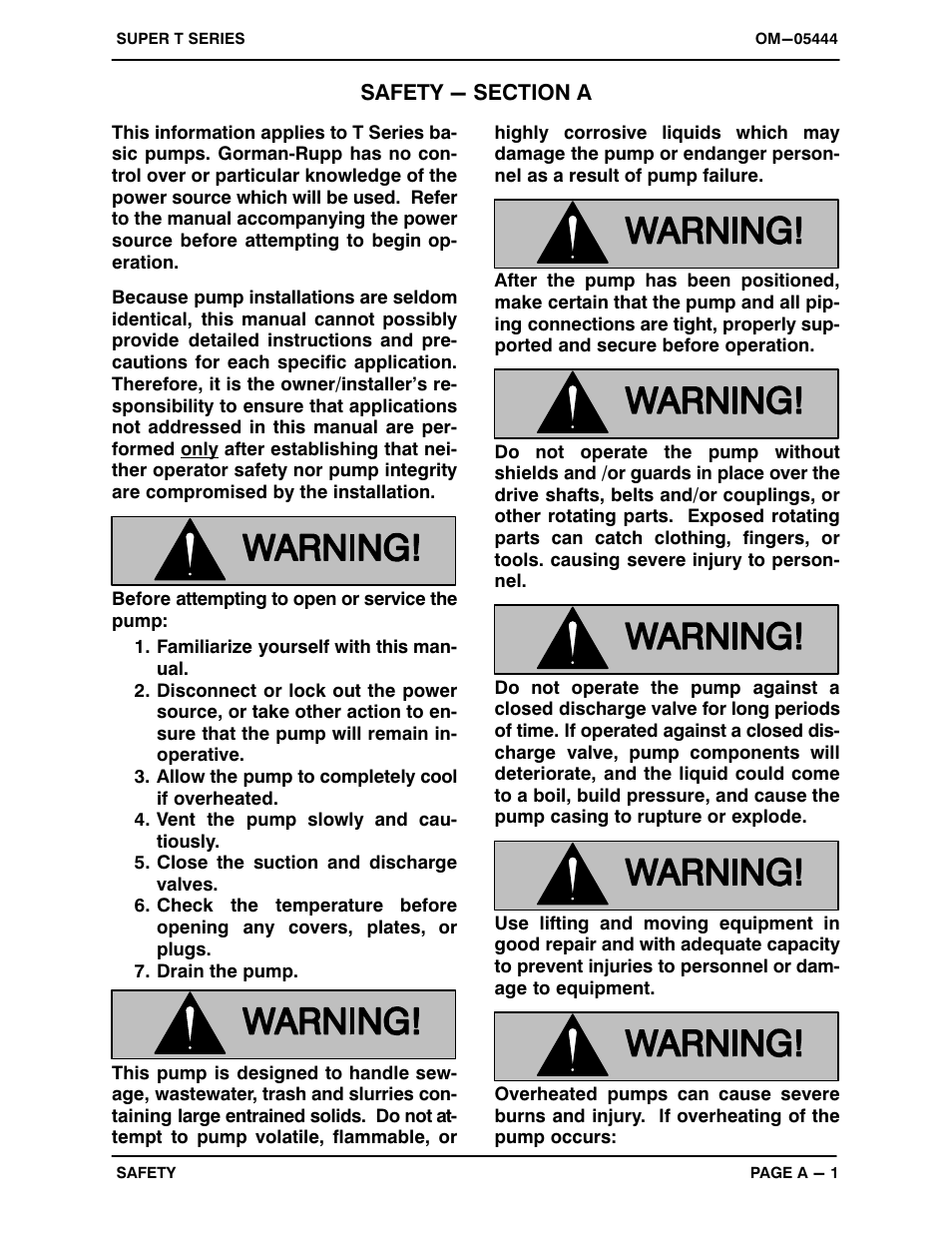 Safety - section a | Gorman-Rupp Pumps T10A61S-B /FM User Manual | Page 6 / 38