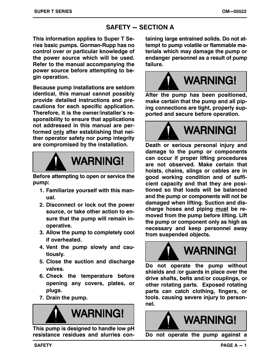 Safety - section a | Gorman-Rupp Pumps T10A65S-B /FM User Manual | Page 6 / 38