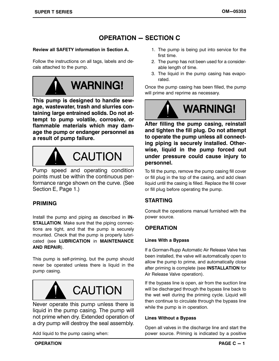 Operation - section c | Gorman-Rupp Pumps T10A71S-B /FM User Manual | Page 16 / 39