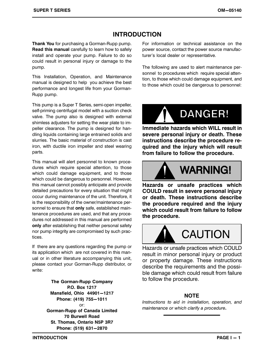 Introduction | Gorman-Rupp Pumps T3A3S-B /F,/FM,/WW,/WWS User Manual | Page 5 / 40