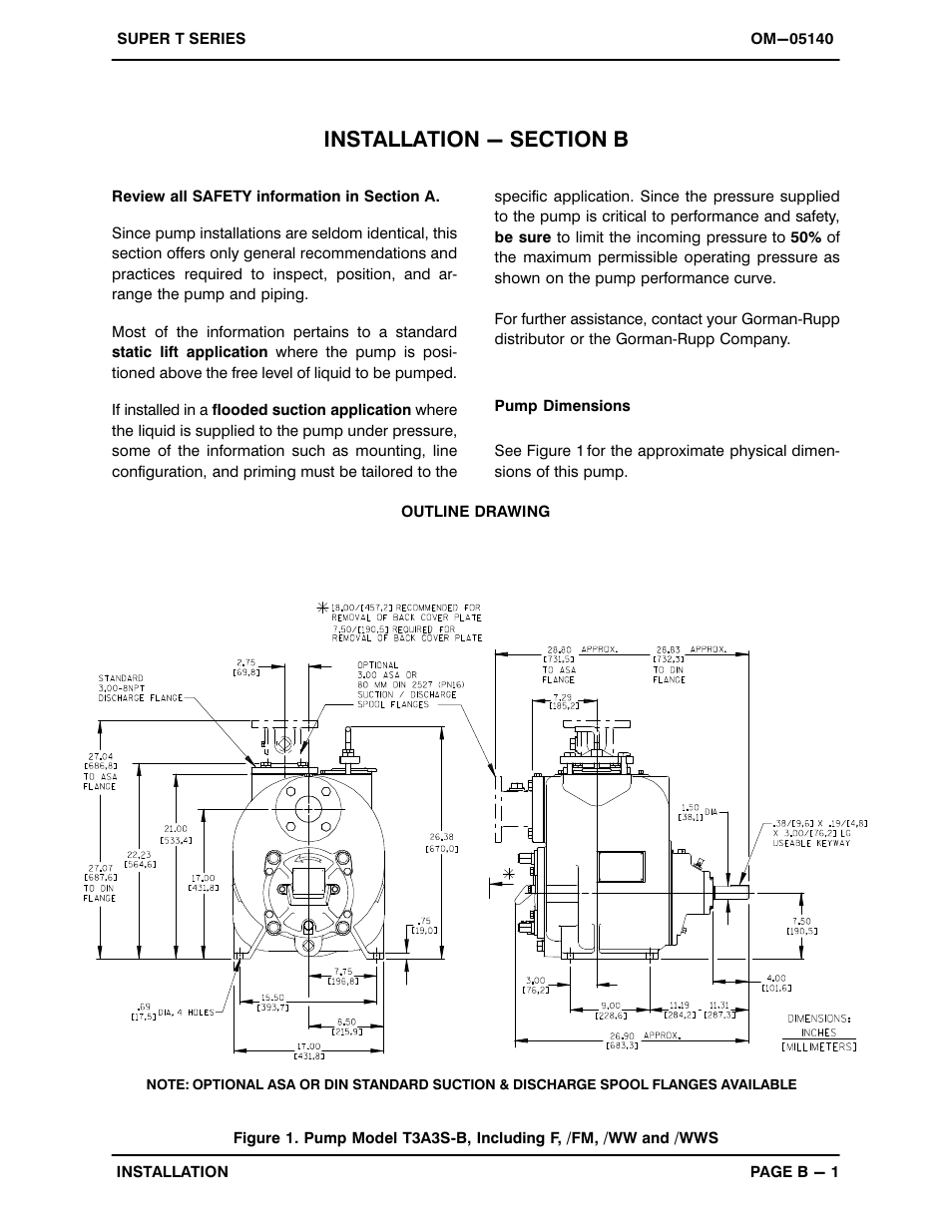 Installation - section b | Gorman-Rupp Pumps T3A3S-B /F,/FM,/WW,/WWS User Manual | Page 8 / 40