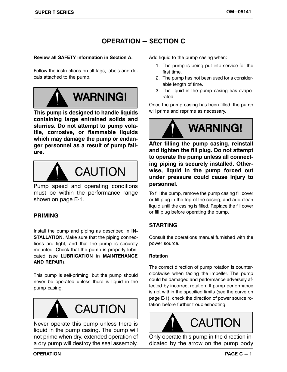 Operation - section c | Gorman-Rupp Pumps T3A60S-B /F,/FM,/WW User Manual | Page 16 / 39