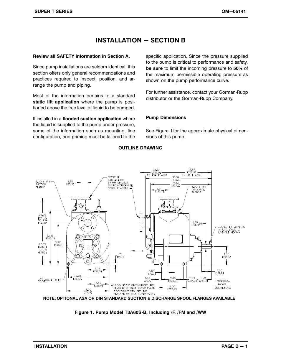 Installation - section b | Gorman-Rupp Pumps T3A60S-B /F,/FM,/WW User Manual | Page 8 / 39