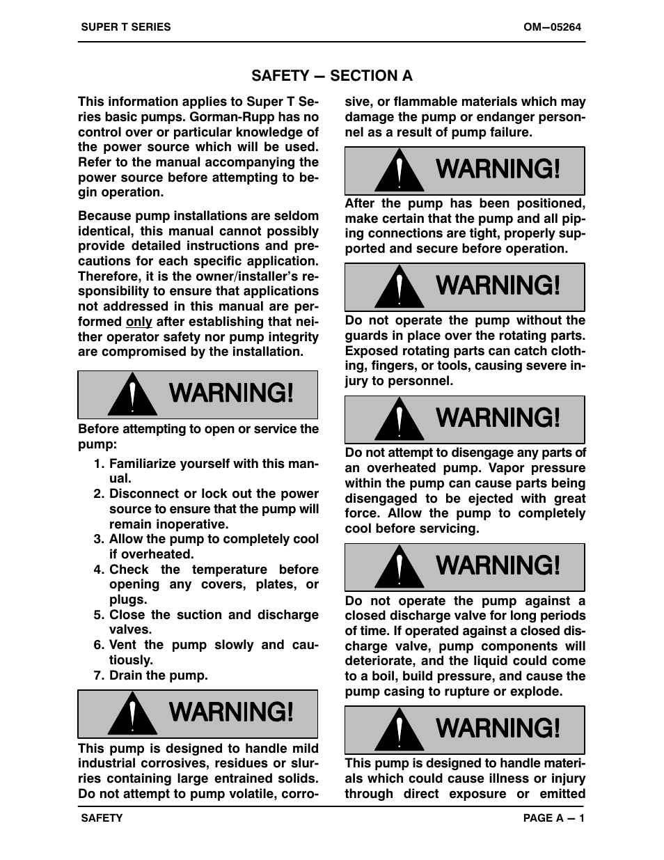 Safety - section a | Gorman-Rupp Pumps T3A61S-B /F,/FM User Manual | Page 6 / 40