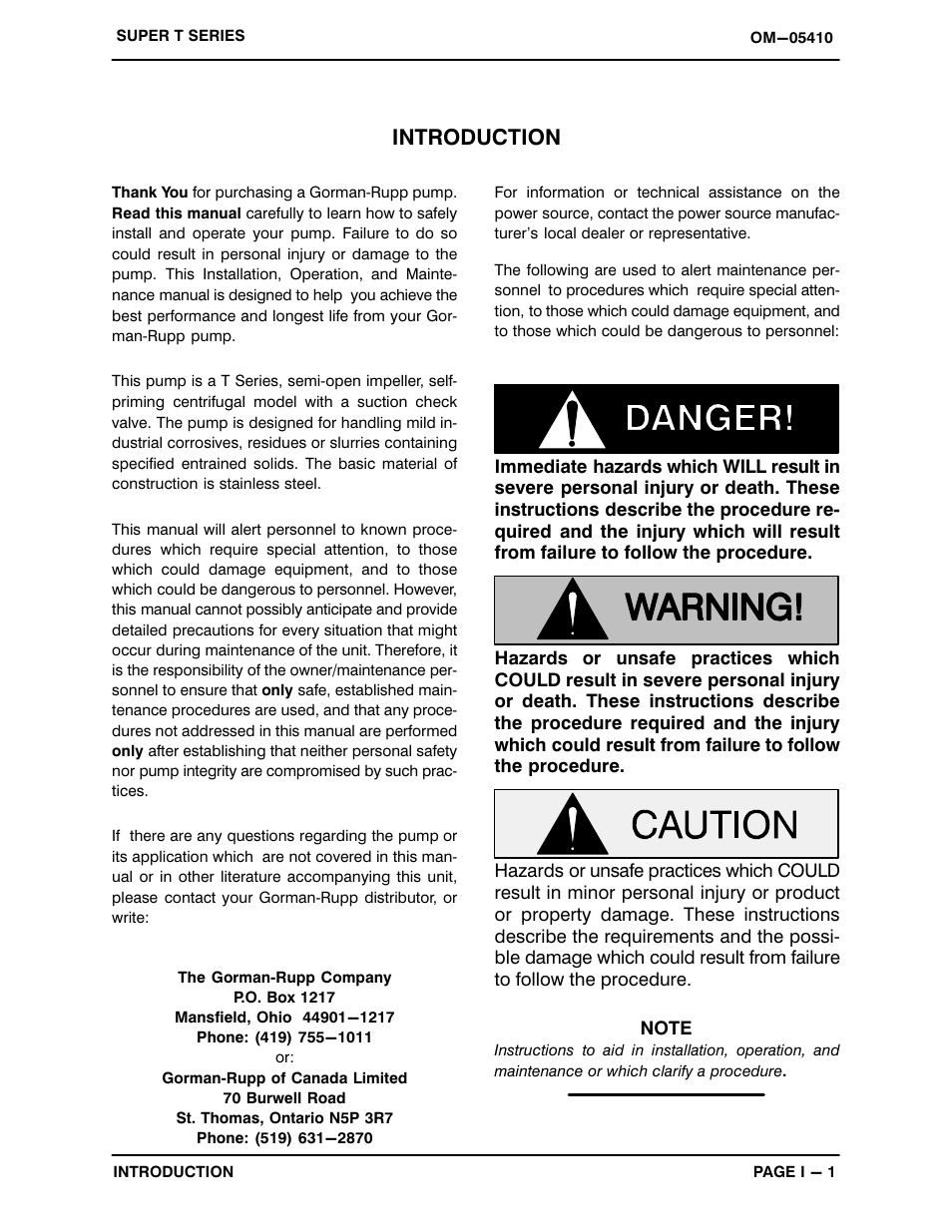 Introduction | Gorman-Rupp Pumps T3A65S-B /F,/FM User Manual | Page 5 / 40