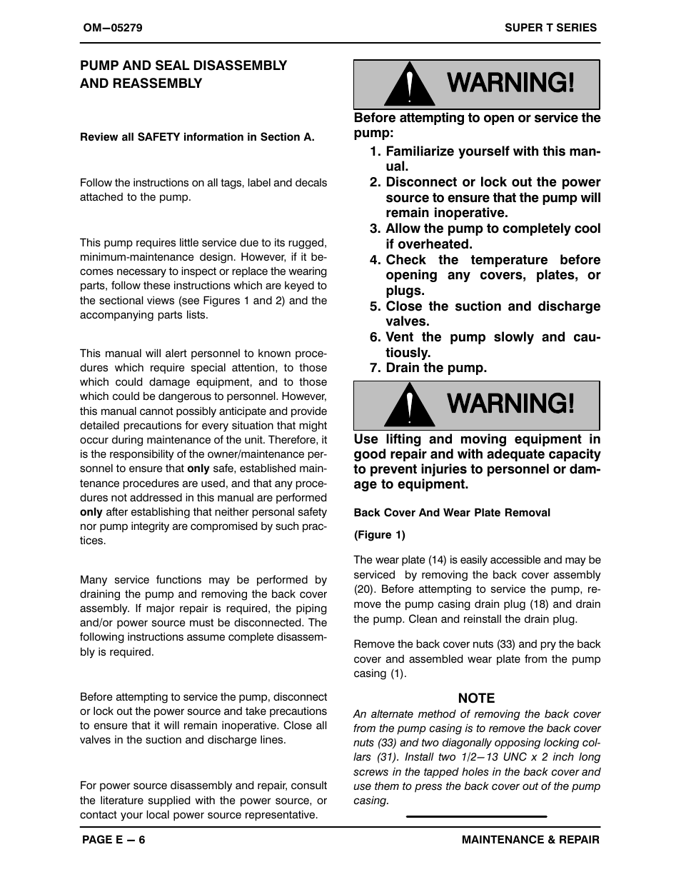 Pump and seal disassemblyand reassembly | Gorman-Rupp Pumps T4A65S-B /F,/FM User Manual | Page 29 / 39