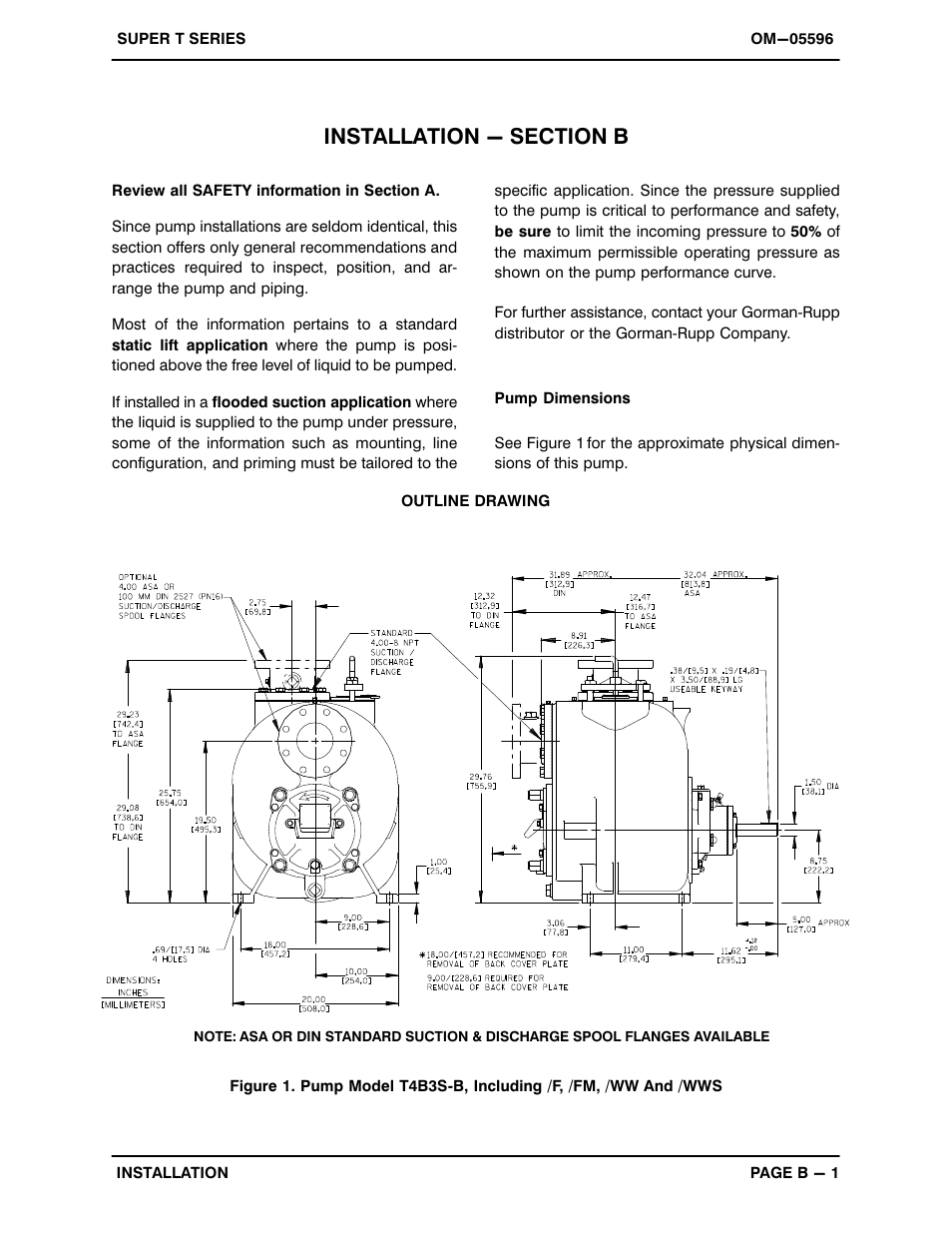 Installation - section b | Gorman-Rupp Pumps T4B3S-B /F,/FM,/WW,/WWS User Manual | Page 8 / 40