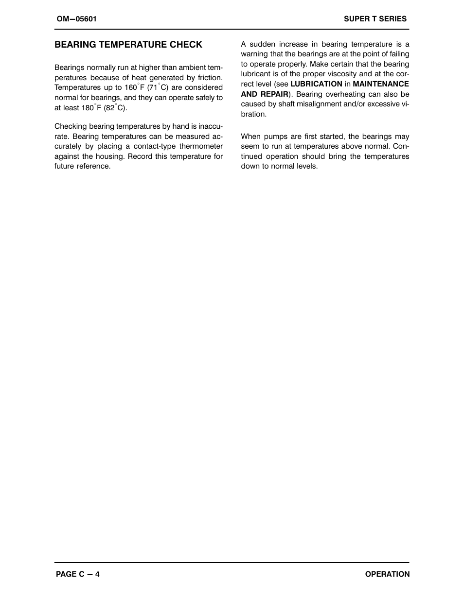 Bearing temperature check | Gorman-Rupp Pumps T4B61S-B /F,/FM User Manual | Page 19 / 38
