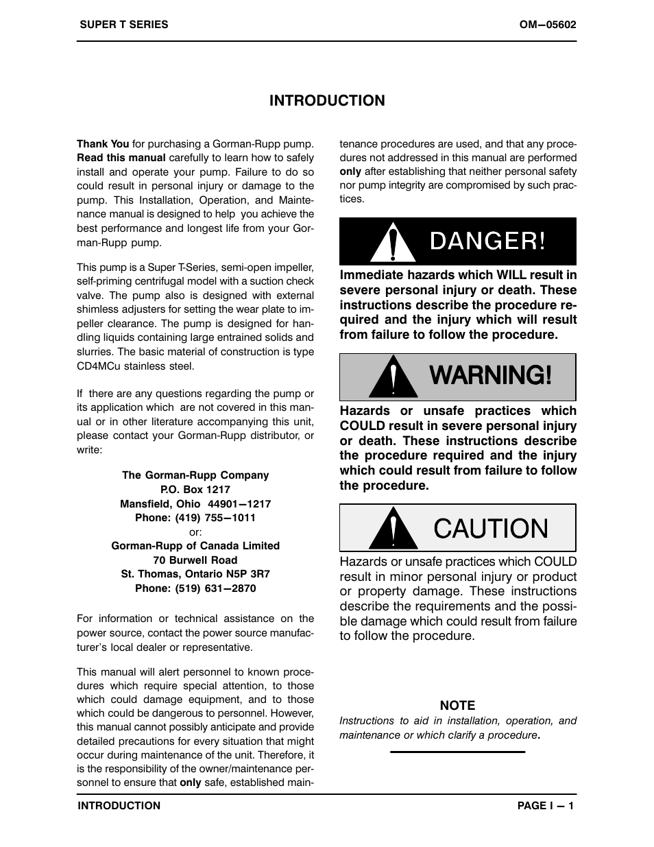 Introduction | Gorman-Rupp Pumps T4B65S-B /F,/FM User Manual | Page 5 / 40