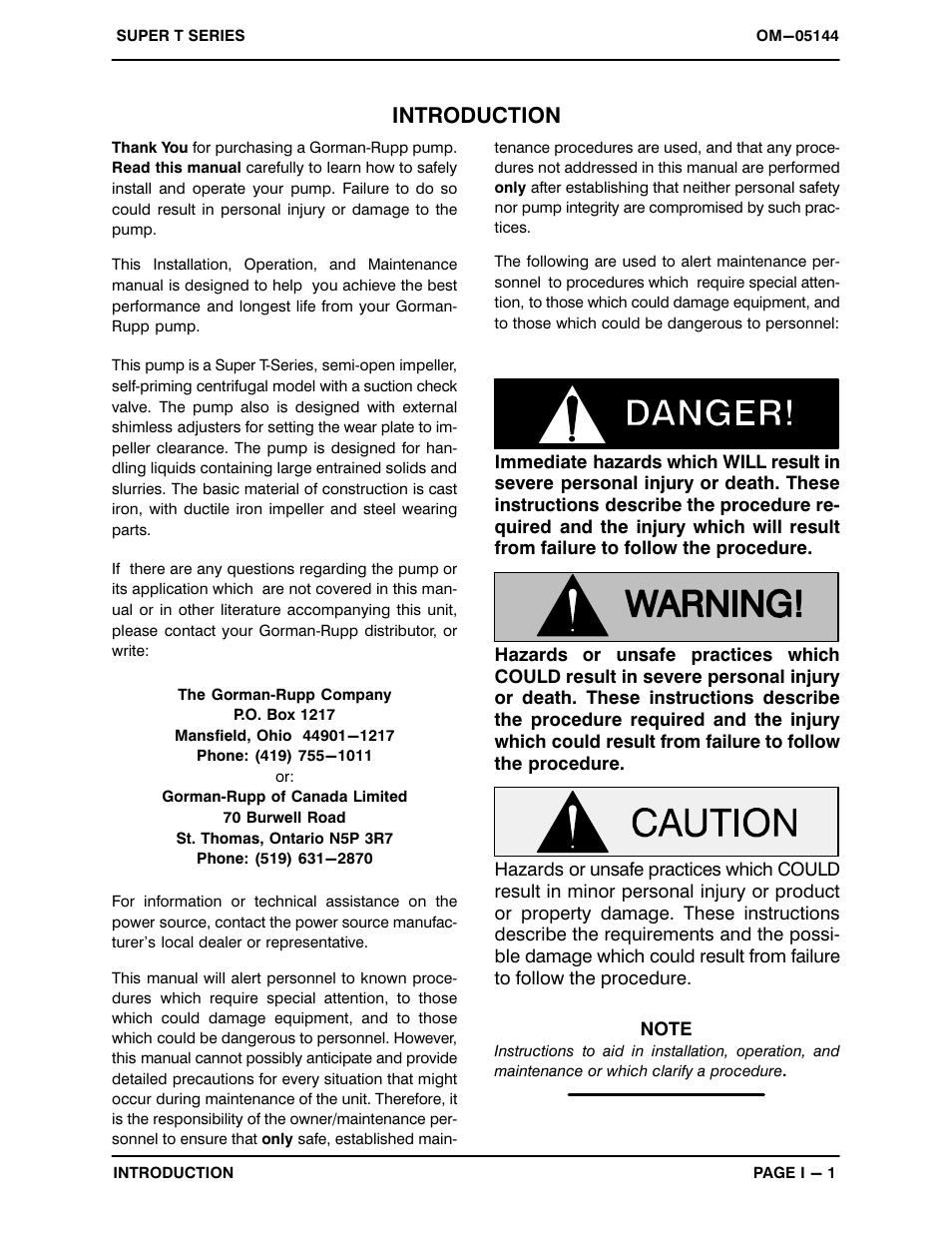 Introduction | Gorman-Rupp Pumps T6A3S-B /F,/FM,/WW,/WWS User Manual | Page 5 / 39