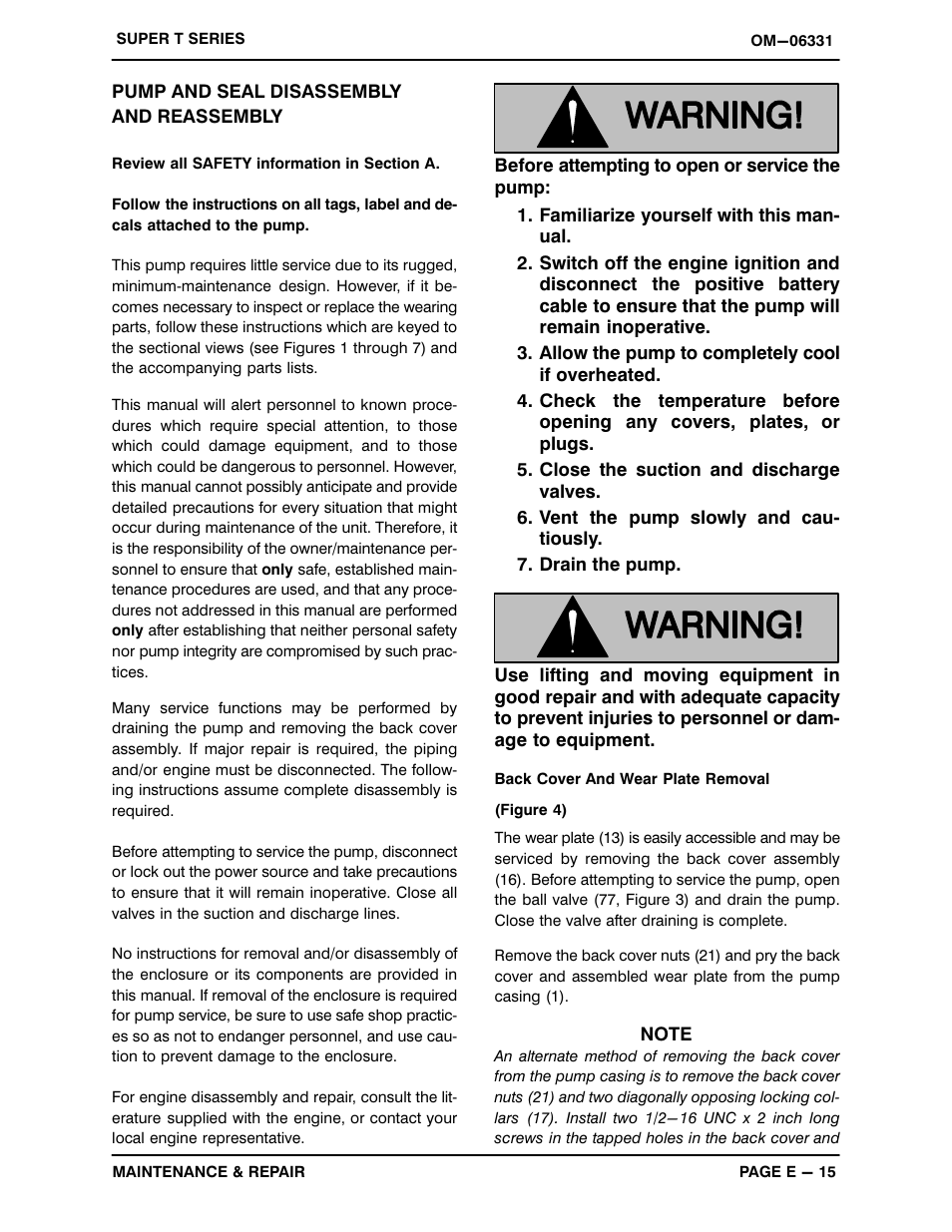 Pump and seal disassembly and reassembly | Gorman-Rupp Pumps T6A60S-4045T-ESP 1473164 and up User Manual | Page 41 / 53