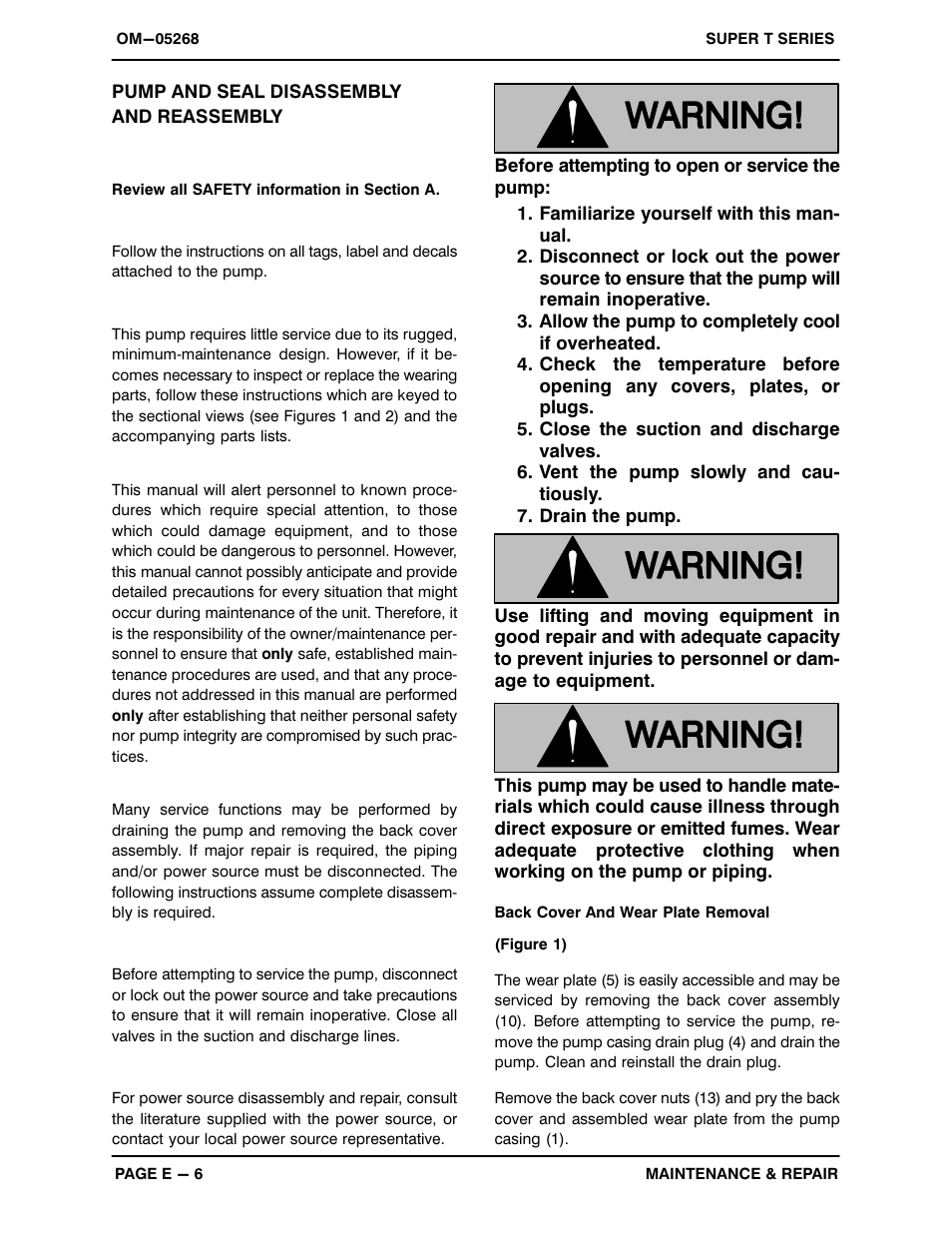 Pump and seal disassembly and reassembly | Gorman-Rupp Pumps T6A61S-B /F,/FM User Manual | Page 28 / 37