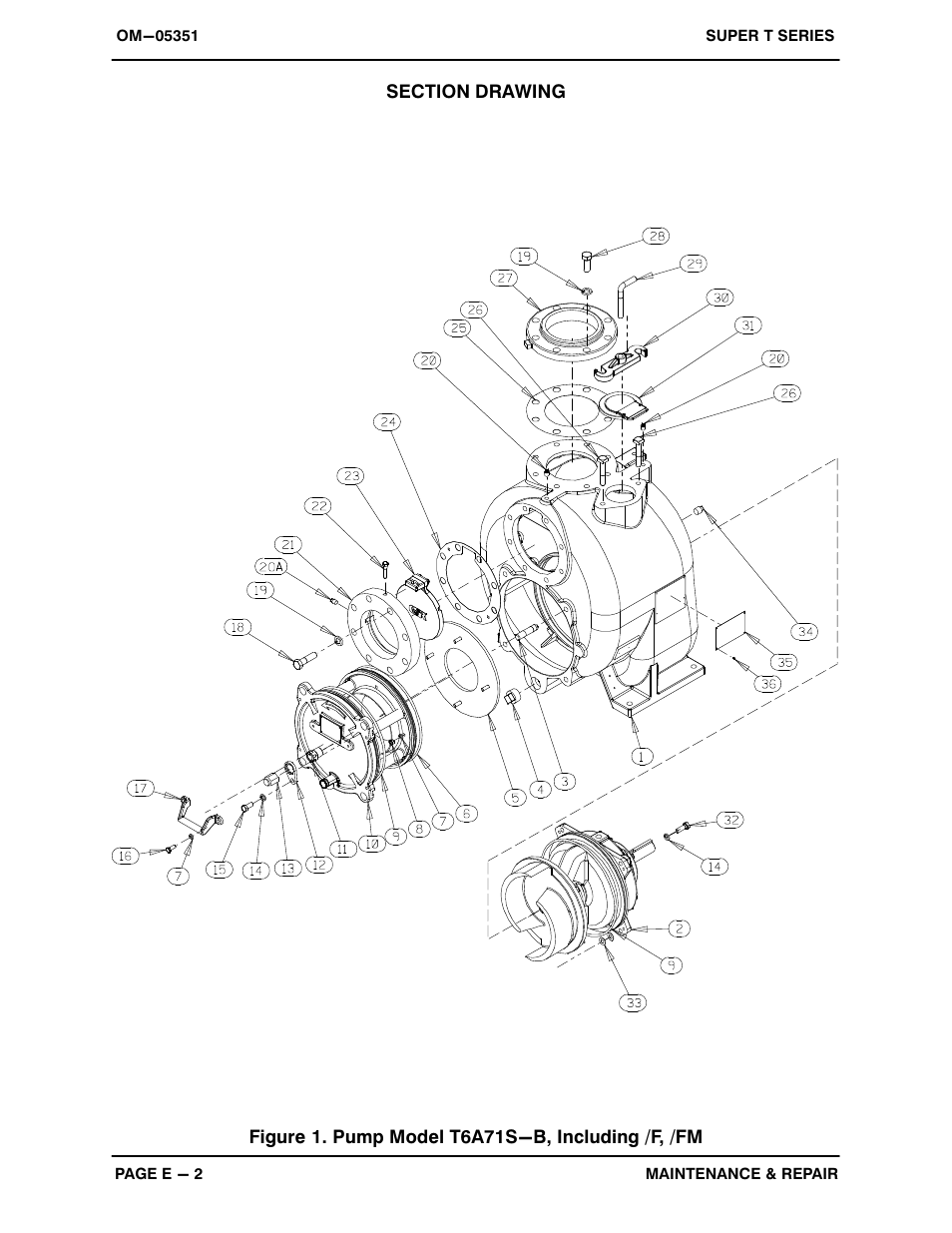 Figure 1. pump model t6a71s-b, including /f, /fm | Gorman-Rupp Pumps T6A71S-B /F,/FM User Manual | Page 24 / 39