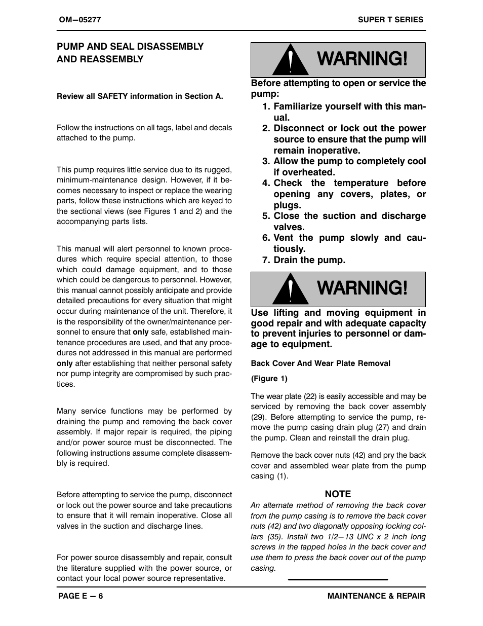 Pump and seal disassembly and reassembly | Gorman-Rupp Pumps T8A3S-B /F,/FM,/WW,/WWS User Manual | Page 28 / 40