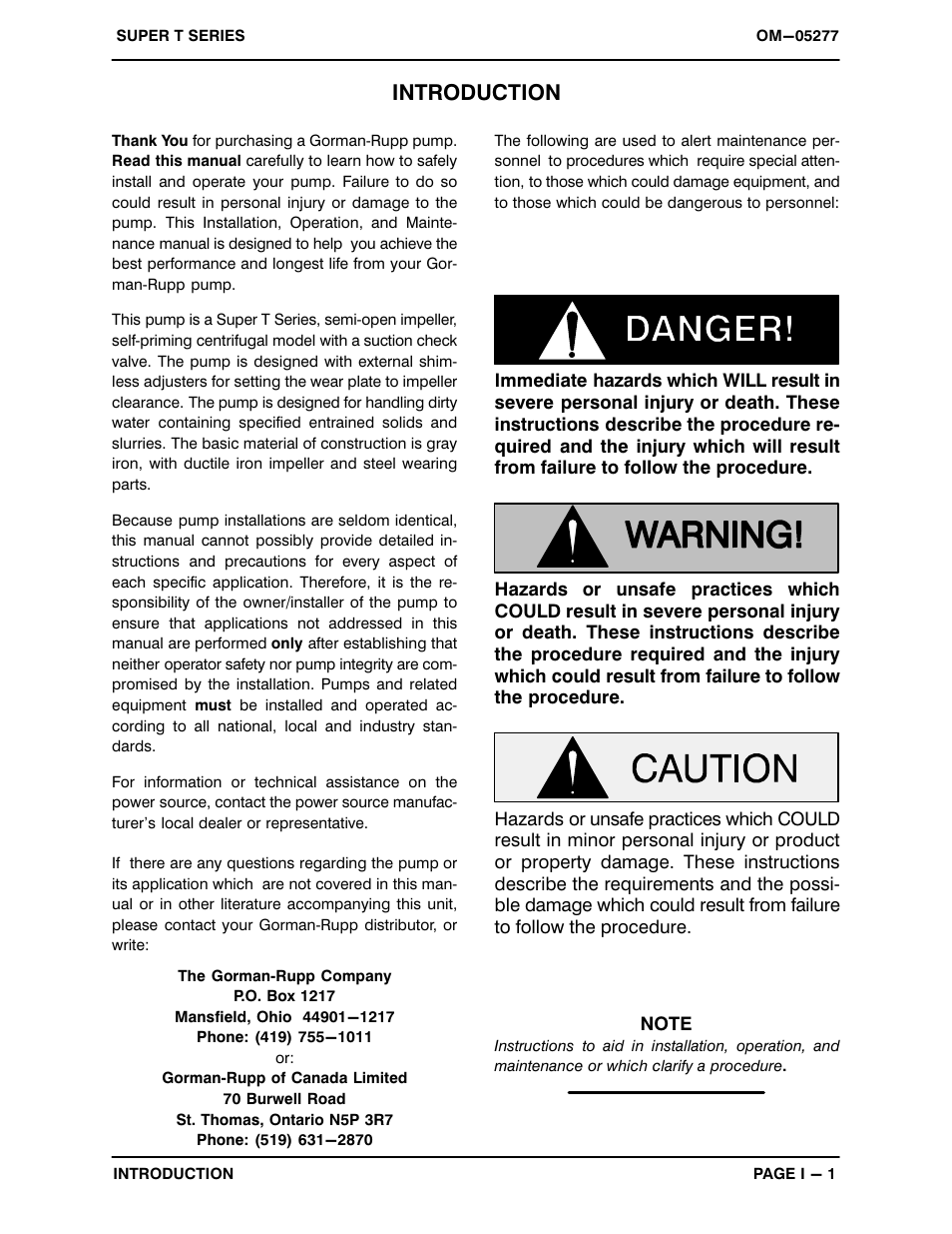 Introduction | Gorman-Rupp Pumps T8A3S-B /F,/FM,/WW,/WWS User Manual | Page 5 / 40