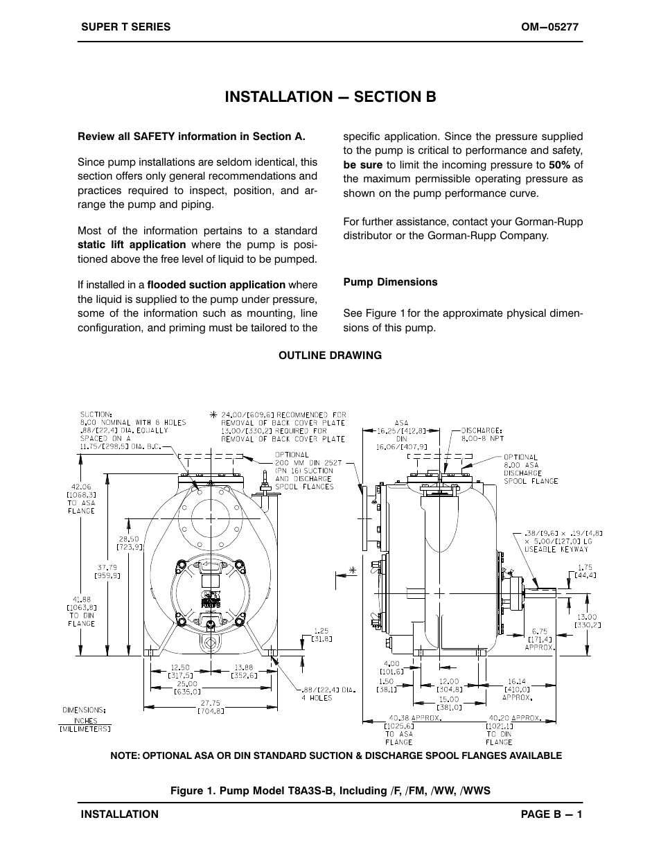 Installation - section b | Gorman-Rupp Pumps T8A3S-B /F,/FM,/WW,/WWS User Manual | Page 8 / 40