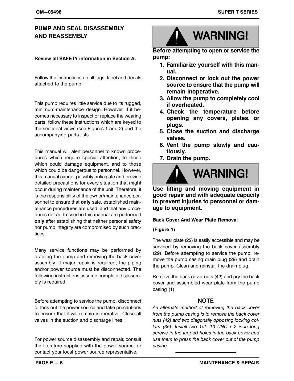 Pump and seal disassembly and reassembly | Gorman-Rupp Pumps T8A65S-B /F,/FM User Manual | Page 28 / 38