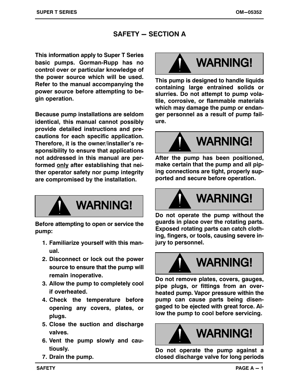 Safety - section a | Gorman-Rupp Pumps T8A71S-B /F,/FM User Manual | Page 6 / 41