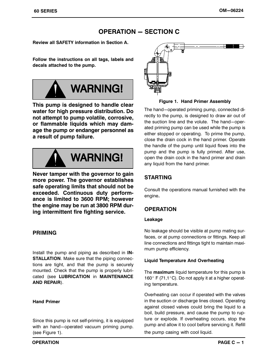 Operation | Gorman-Rupp Pumps 62 1/2A1-L100 S/G S2 93740 CA and up User Manual | Page 12 / 26