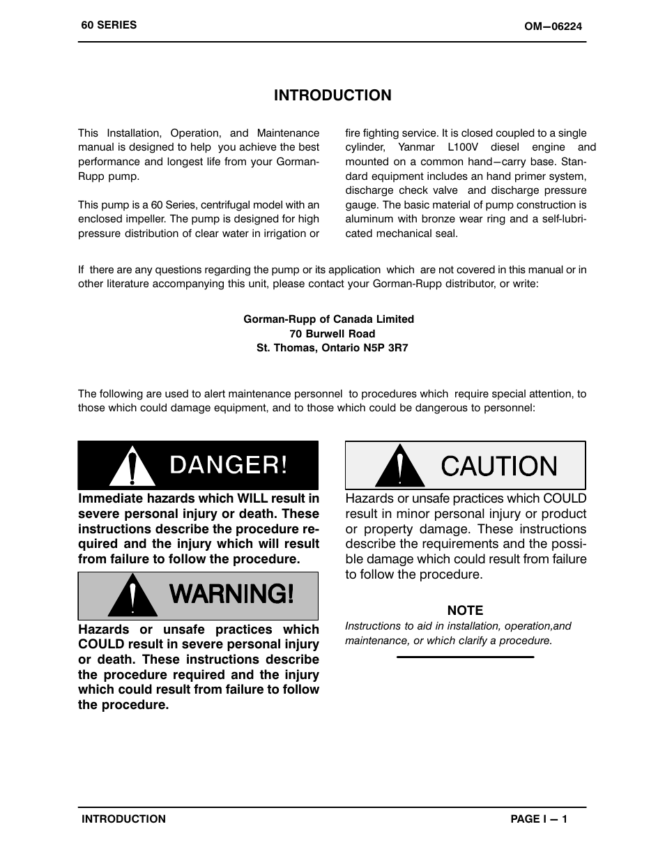 Introduction | Gorman-Rupp Pumps 62 1/2A1-L100 S/G S2 93740 CA and up User Manual | Page 5 / 26