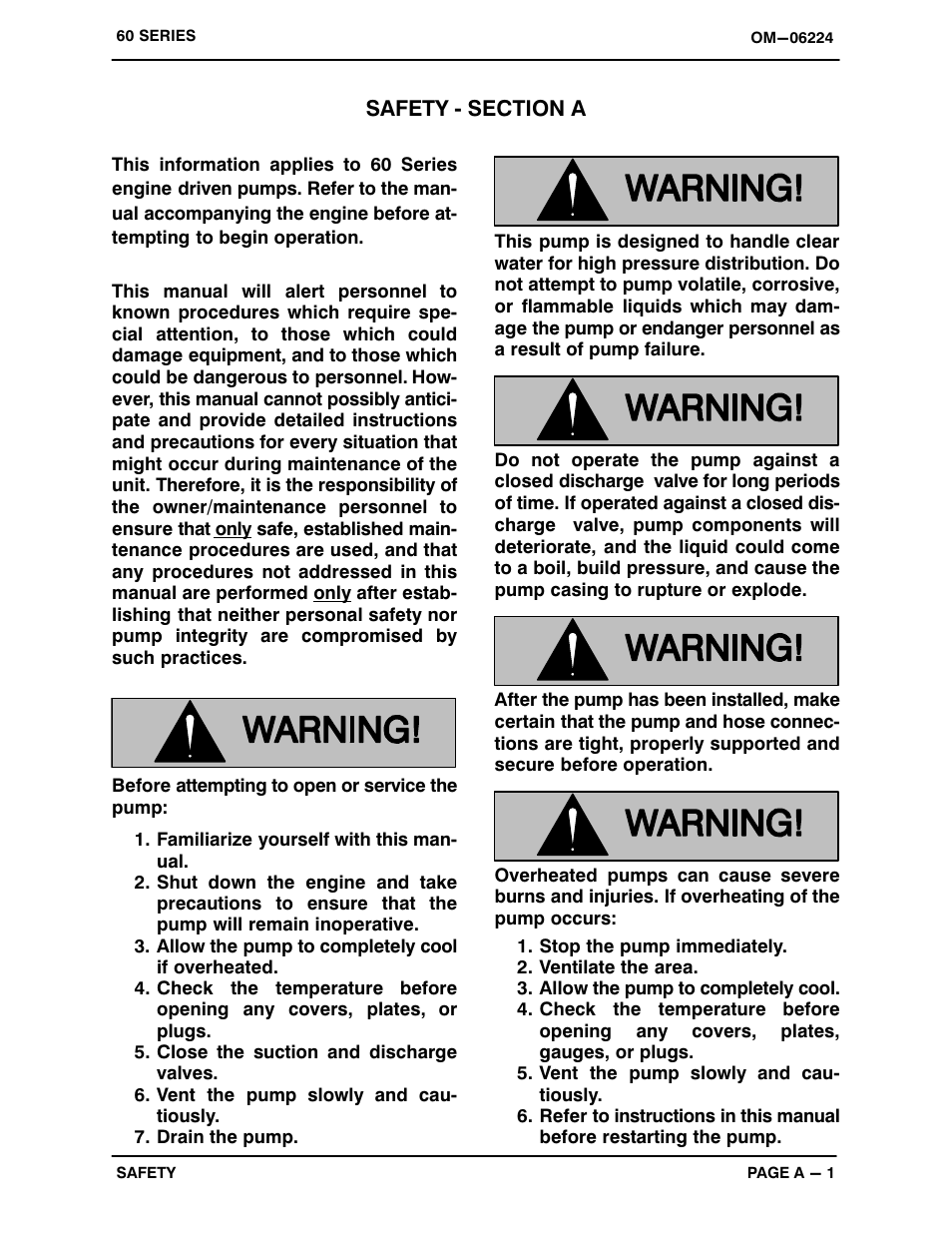 Safety | Gorman-Rupp Pumps 62 1/2A1-L100 S/G S2 93740 CA and up User Manual | Page 6 / 26