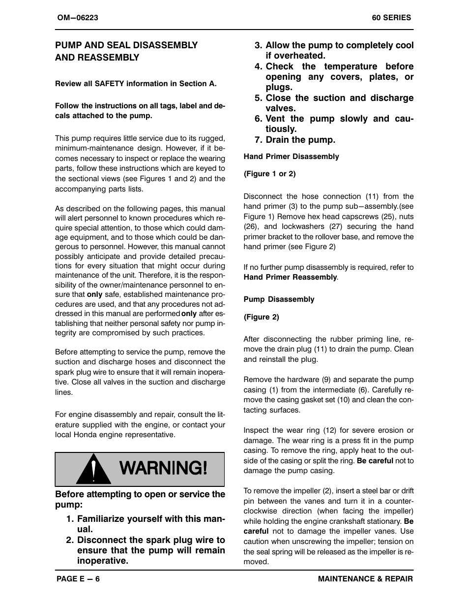 Pump and seal disassembly and reassembly | Gorman-Rupp Pumps 62 1/2A1-GX390 S/2 93740 CA and up User Manual | Page 22 / 26