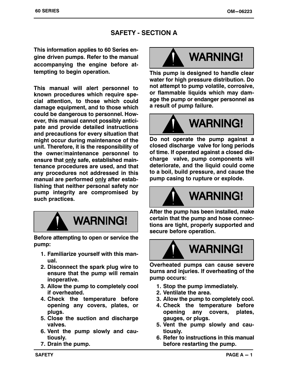 Safety | Gorman-Rupp Pumps 62 1/2A1-GX390 S/2 93740 CA and up User Manual | Page 6 / 26