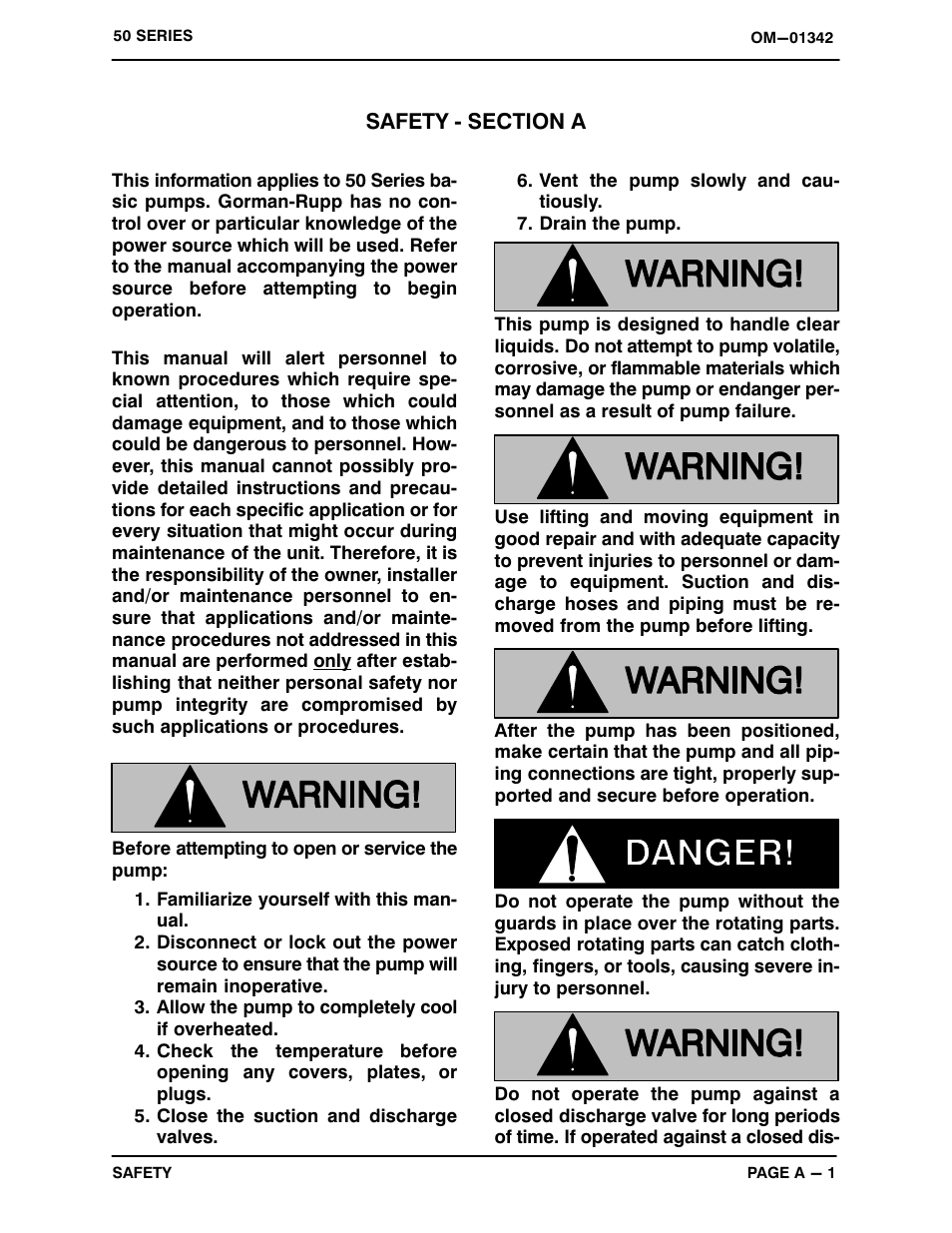 Safety ‐ section a | Gorman-Rupp Pumps 54J20-B 1410811 and up User Manual | Page 6 / 34