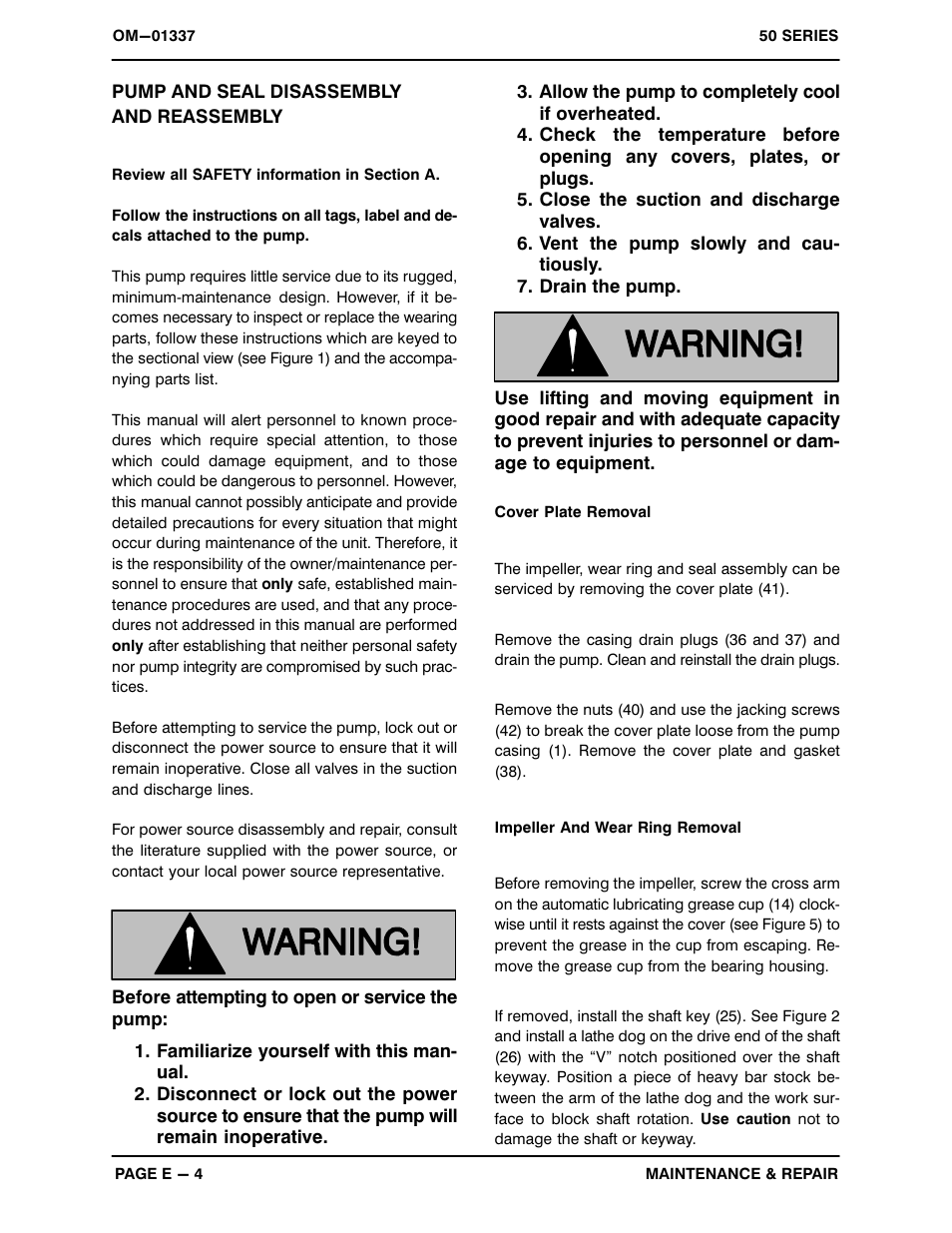 Pump and seal disassemblyand reassembly | Gorman-Rupp Pumps 54J2-B 1424552 and up User Manual | Page 26 / 34