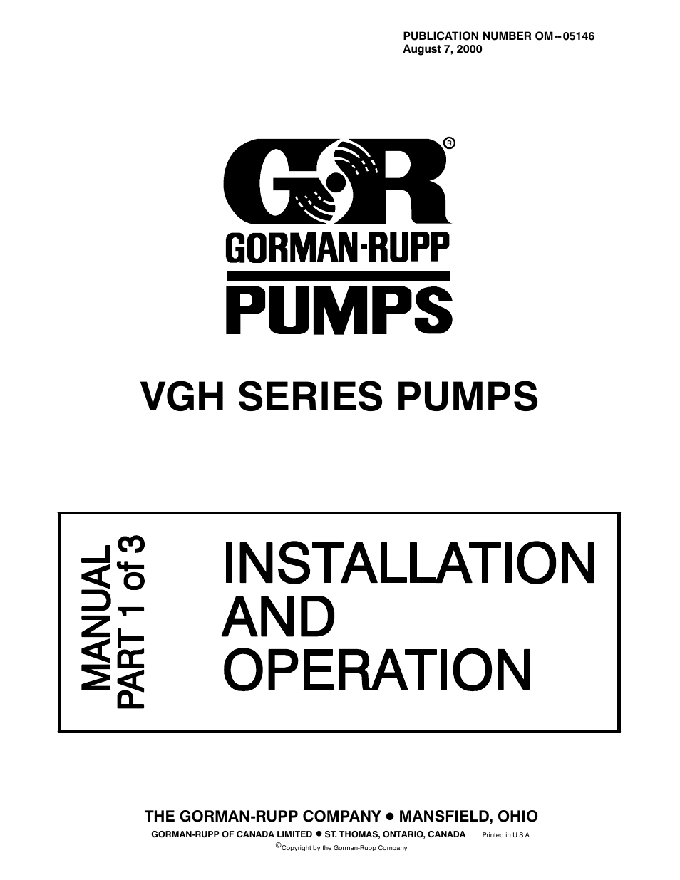 Gorman-Rupp Pumps VGH1 1/2C31-B All serial numbers User Manual | 17 pages