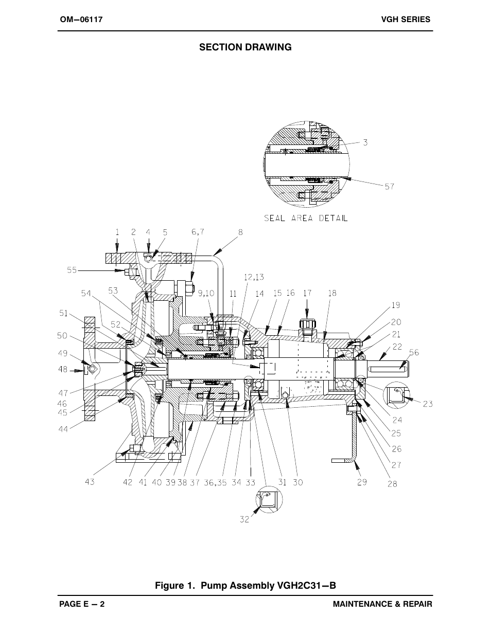 Figure 1. pump assembly vgh2c31−b | Gorman-Rupp Pumps VGH2C31-B 1379872 thru 1208722 User Manual | Page 24 / 33