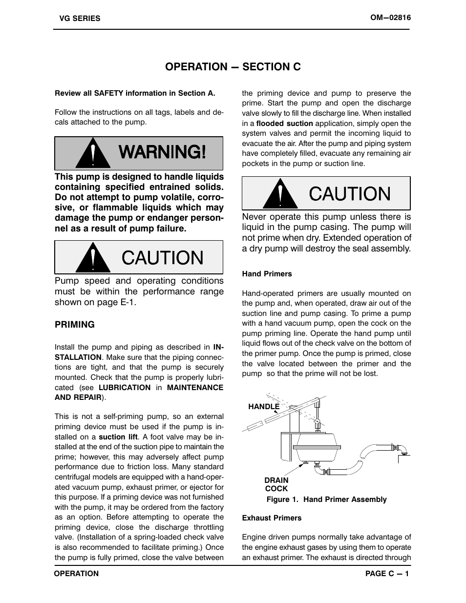 Operation - section c | Gorman-Rupp Pumps VG5C3-B 1188885 and up User Manual | Page 14 / 31