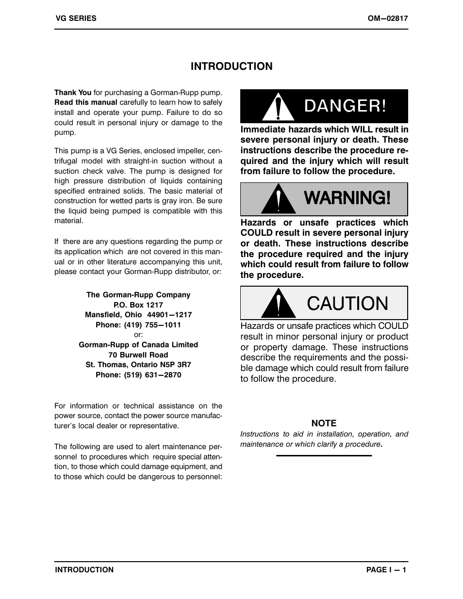 Introduction | Gorman-Rupp Pumps VG6D3-B 1188889 and up User Manual | Page 5 / 30