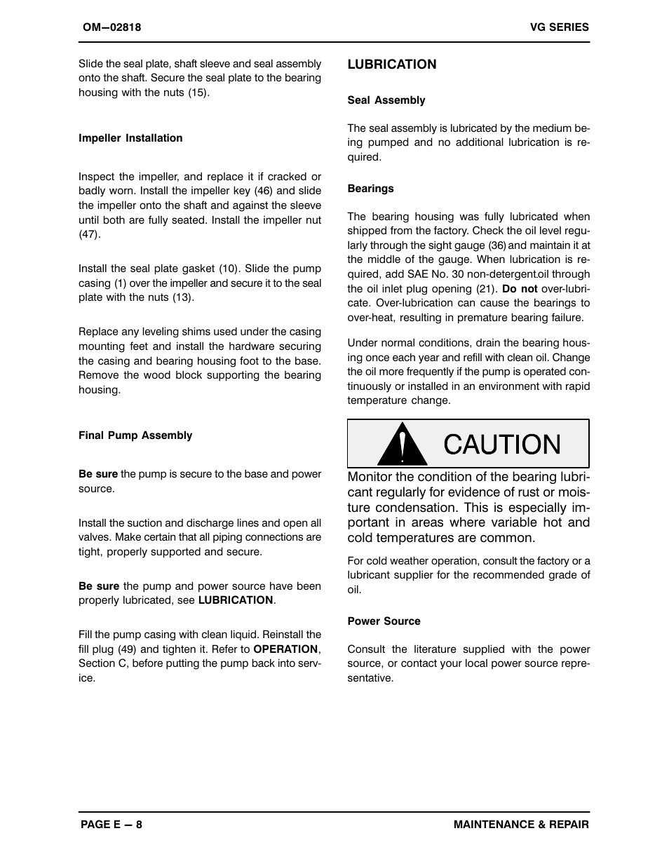 Gorman-Rupp Pumps VG6E3-B 1238969 and up User Manual | Page 28 / 29