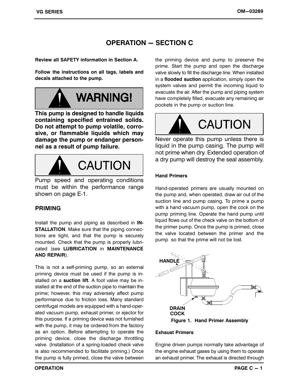 Operation - section c | Gorman-Rupp Pumps VG1 1/4B3-B 1260463 and up User Manual | Page 17 / 34