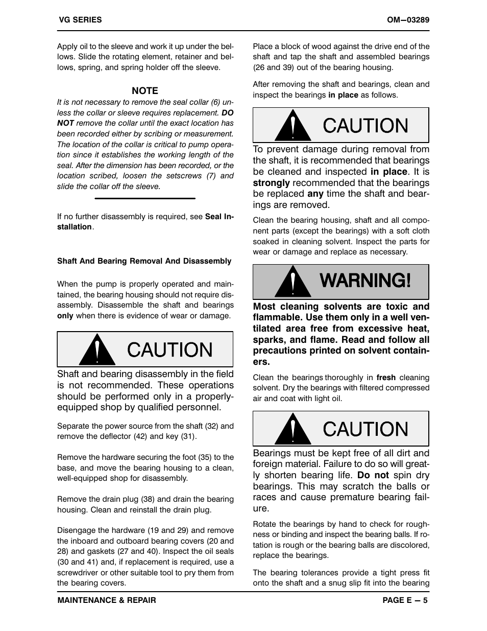 Gorman-Rupp Pumps VG1 1/4B3-B 1260463 and up User Manual | Page 29 / 34