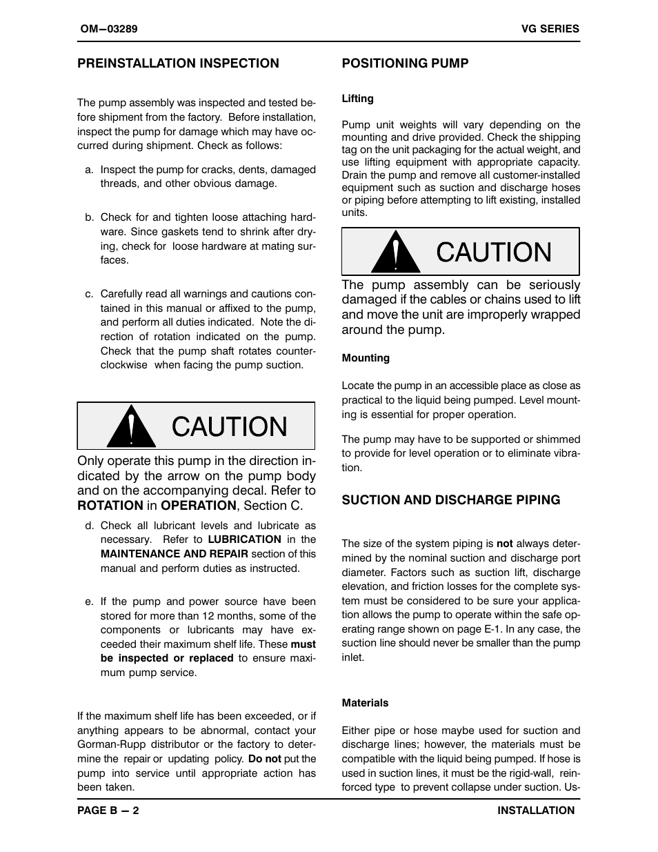 Gorman-Rupp Pumps VG1 1/4B3-B 1260463 and up User Manual | Page 9 / 34