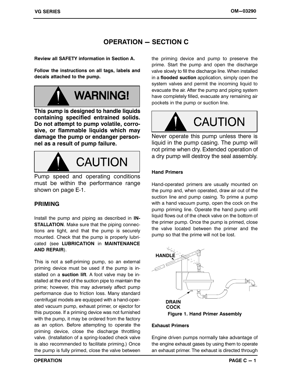 Operation - section c | Gorman-Rupp Pumps VG1 1/2C3-B 1316095 and up User Manual | Page 13 / 30