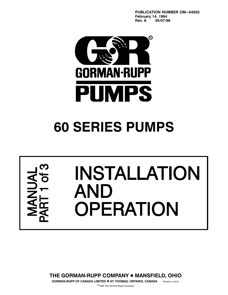 Gorman-Rupp Pumps 62E31-B All serial numbers User Manual | 18 pages