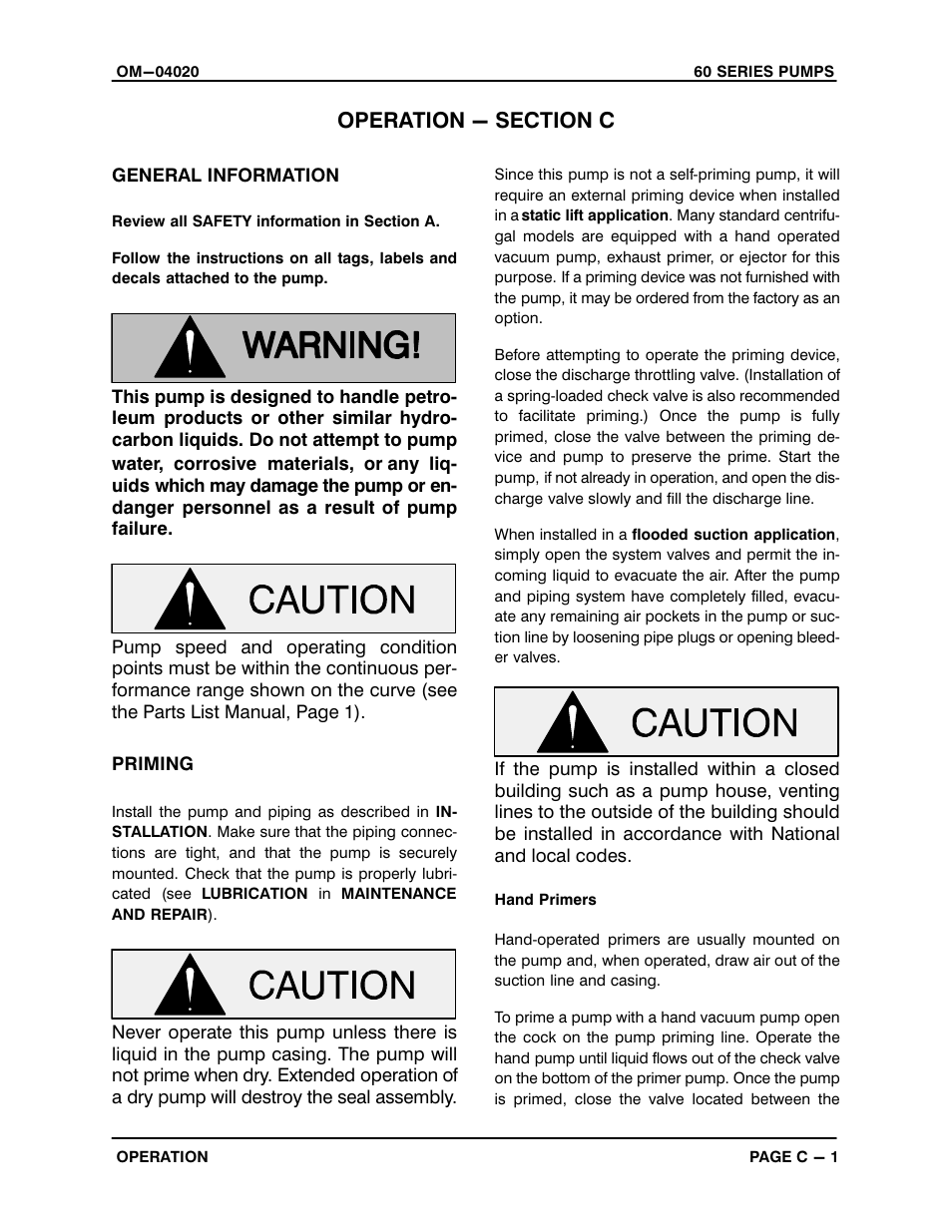 Operation - section c | Gorman-Rupp Pumps 62E31-B All serial numbers User Manual | Page 14 / 18