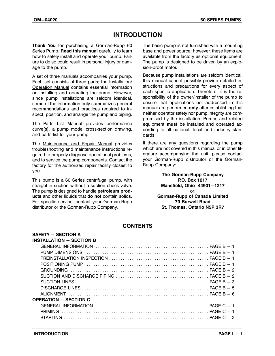 Introduction | Gorman-Rupp Pumps 62E31-B All serial numbers User Manual | Page 3 / 18