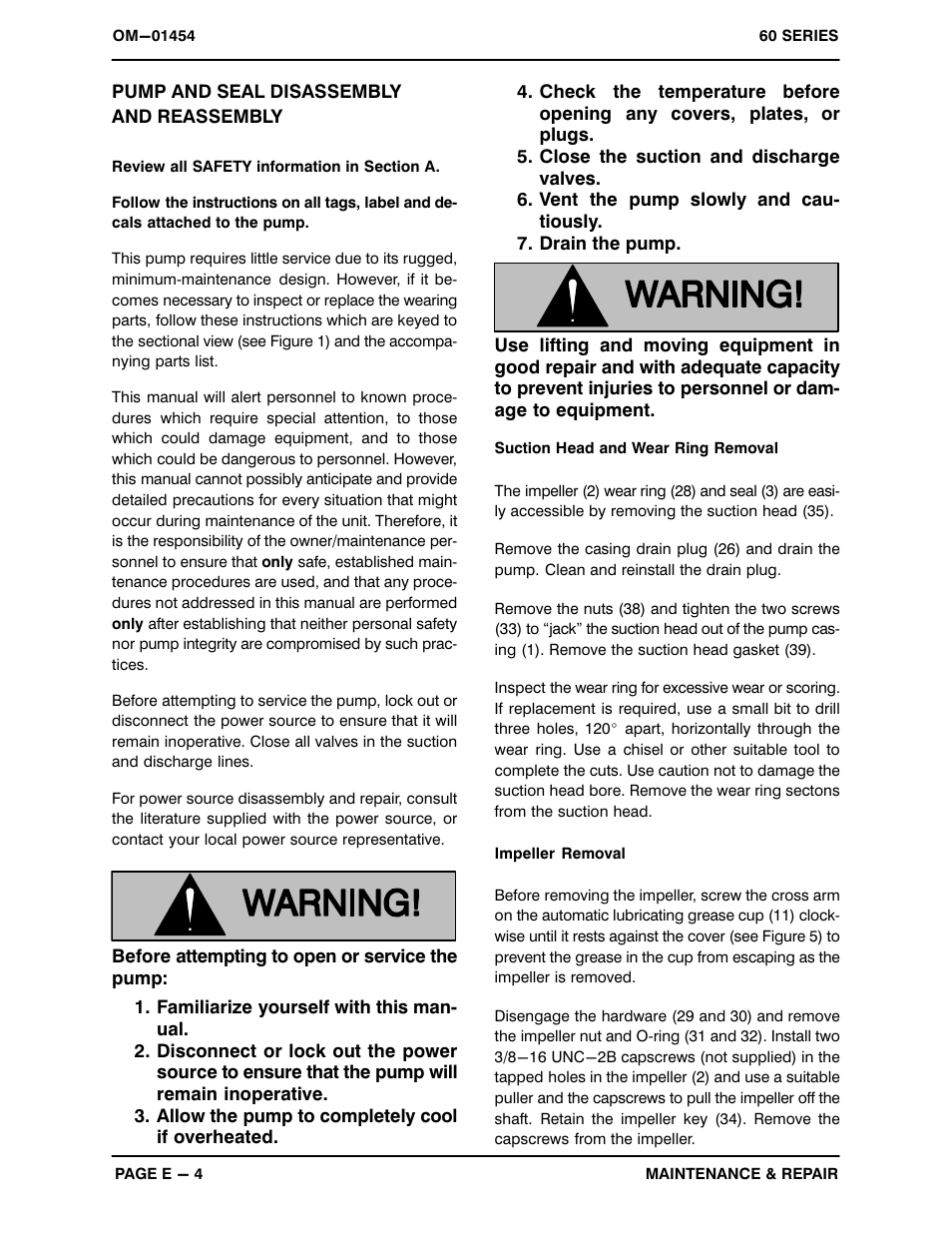 Pump and seal disassemblyand reassembly | Gorman-Rupp Pumps 66B2-B 370671 and up User Manual | Page 26 / 34