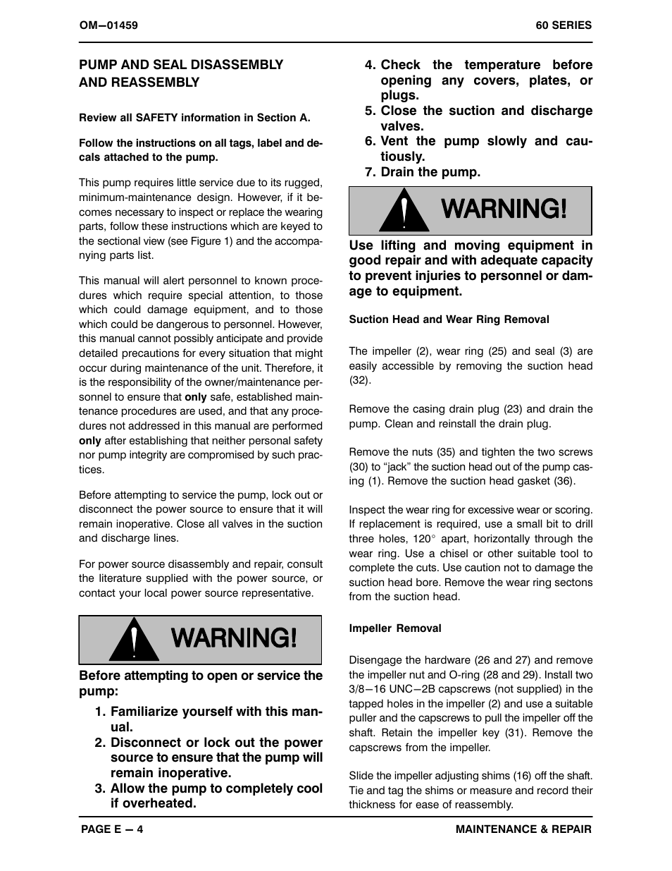 Pump and seal disassemblyand reassembly | Gorman-Rupp Pumps 66B3-B 407277 and up User Manual | Page 25 / 32