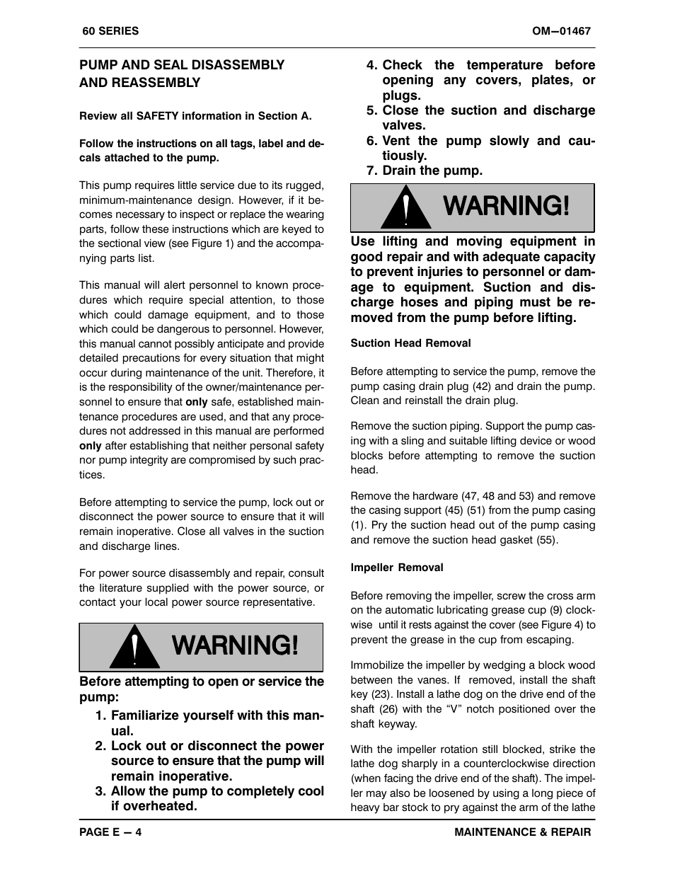 Pump and seal disassemblyand reassembly | Gorman-Rupp Pumps 68A2-B 818301 and up User Manual | Page 25 / 33